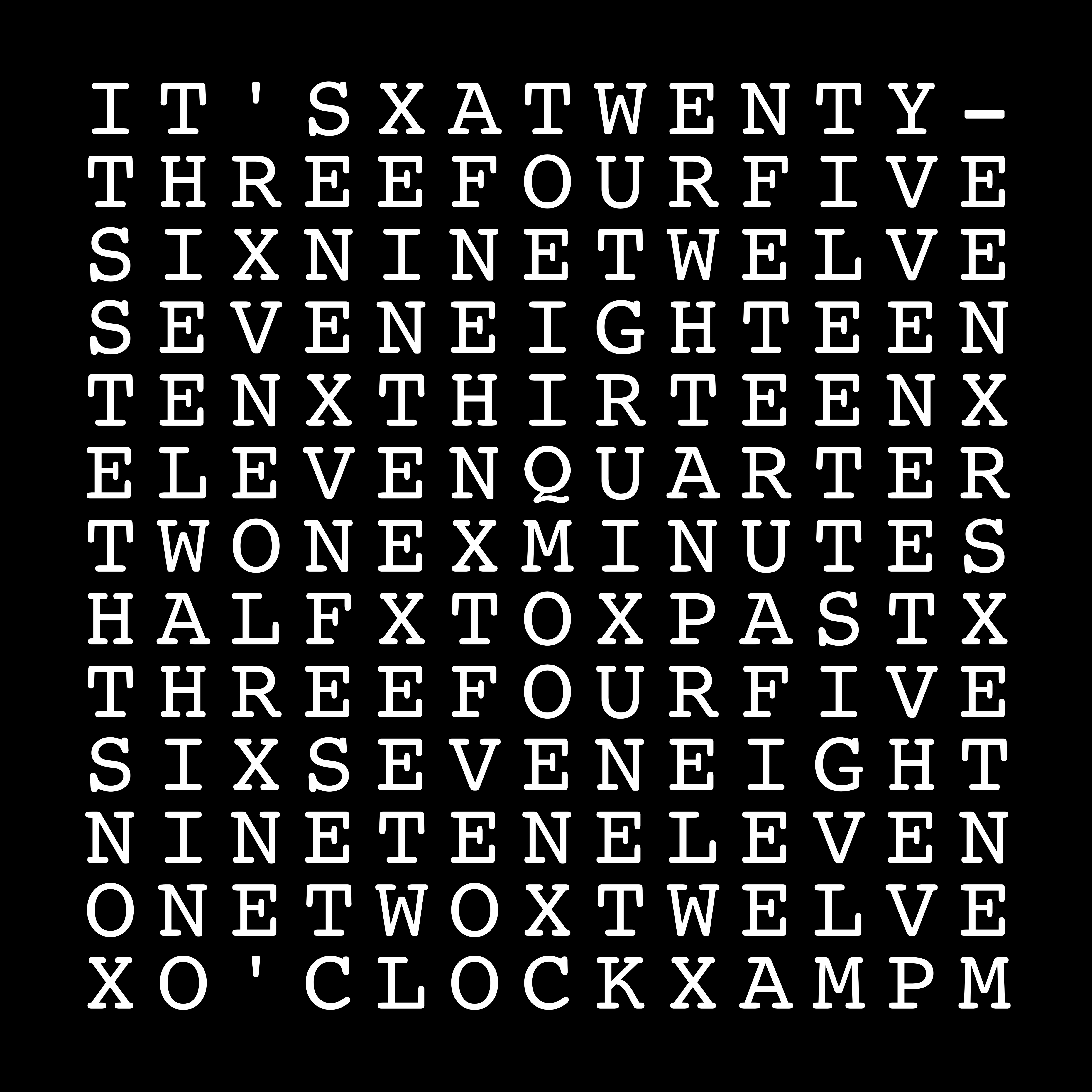 Text Clock 13x13