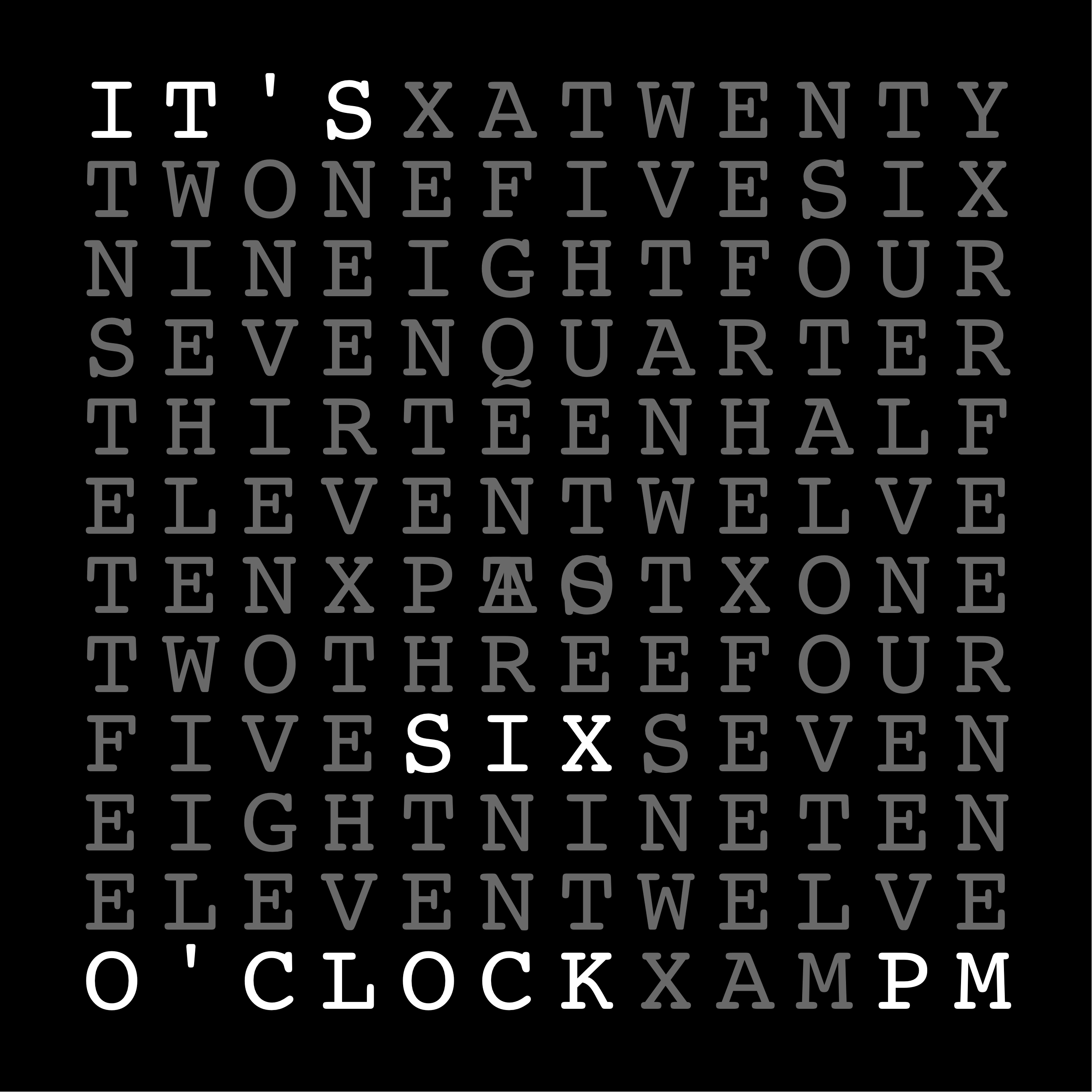 Text Clock 12x12
