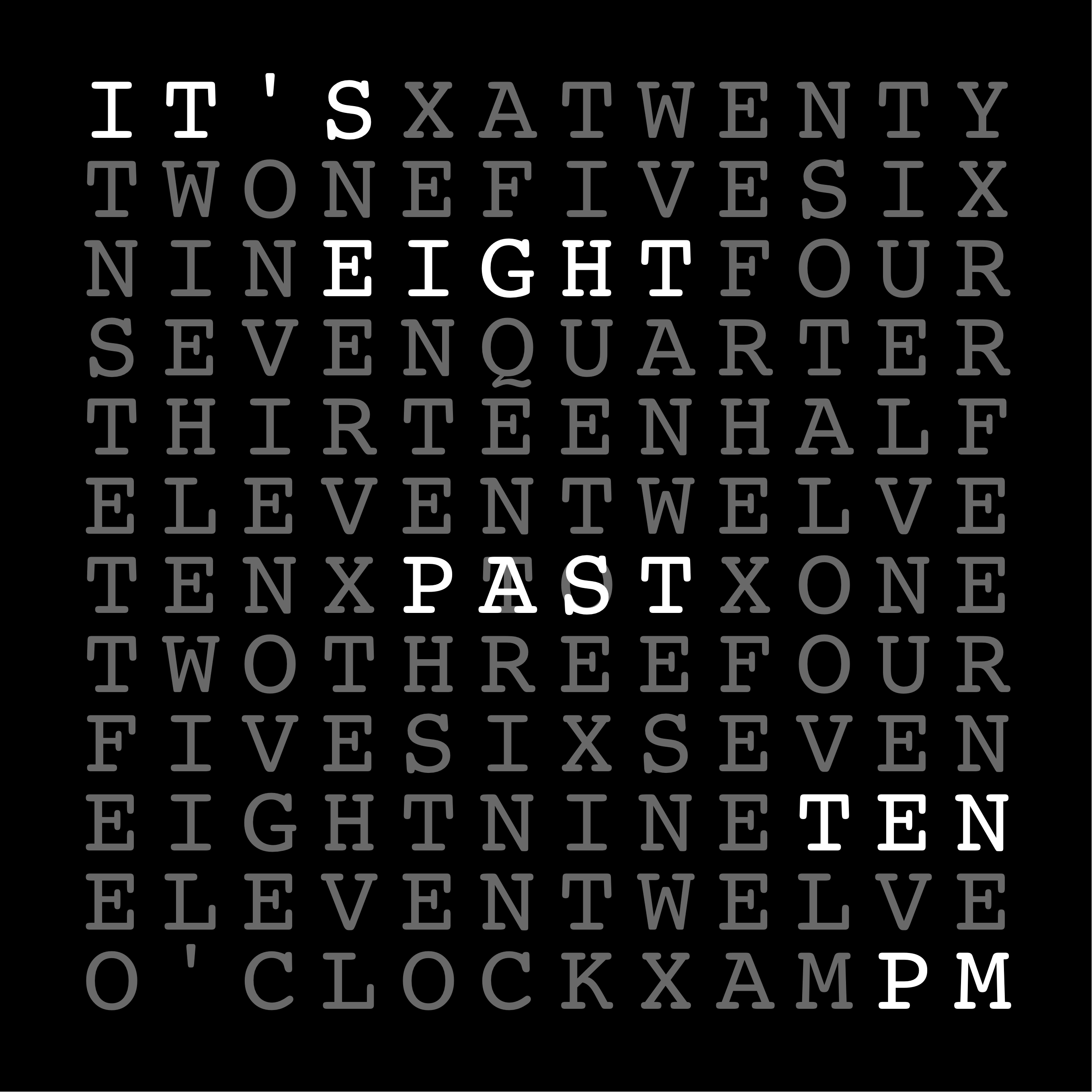 Text Clock 12x12