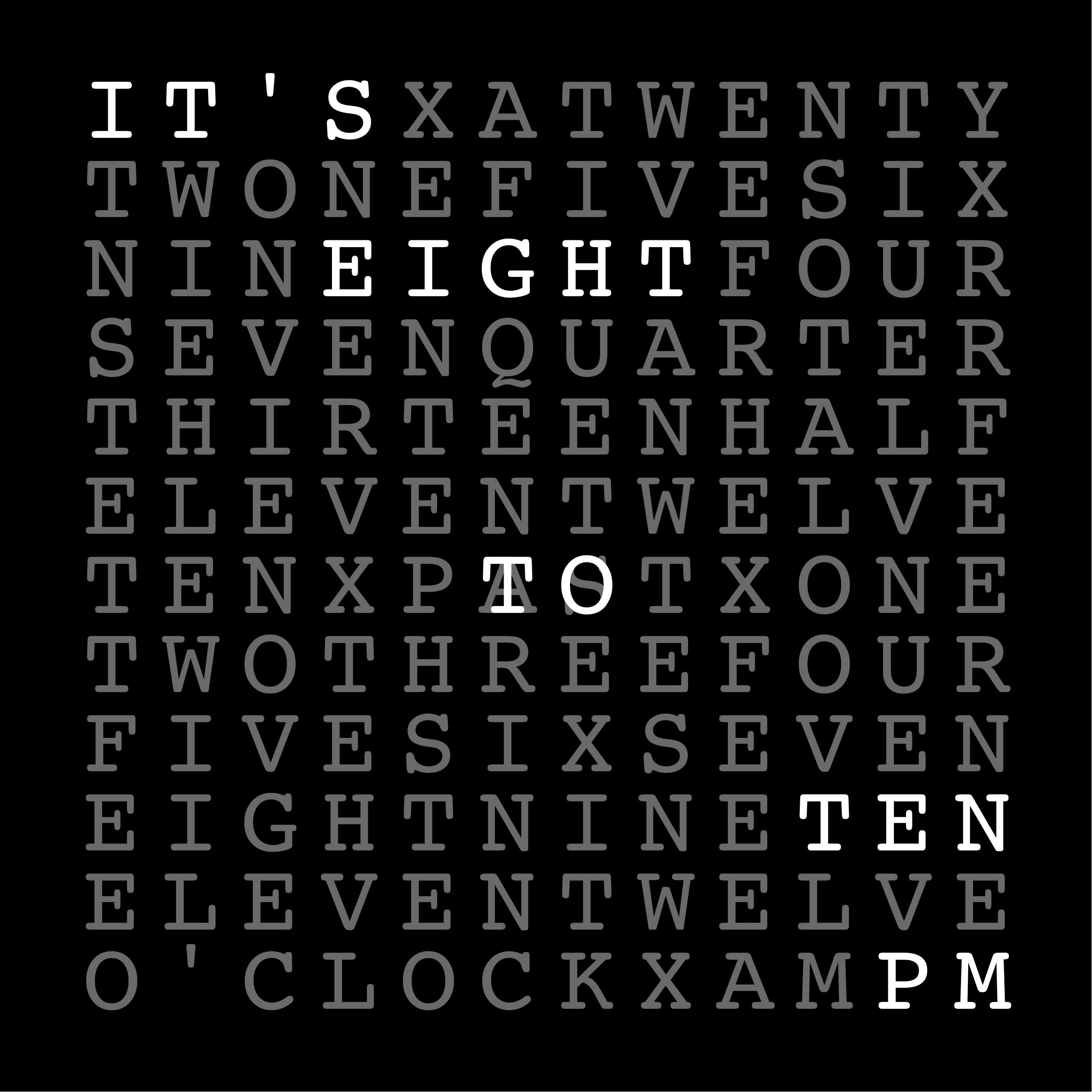 Text Clock 12x12